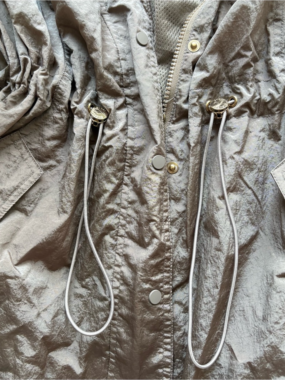 NWT Guess Kelsi Hoodie Pack Parka Long Summer Clay Taupe Water Resistant Size S - Picture 5 of 12